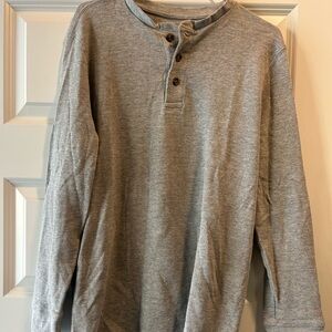 Gray Long Sleeve Henley Shirt